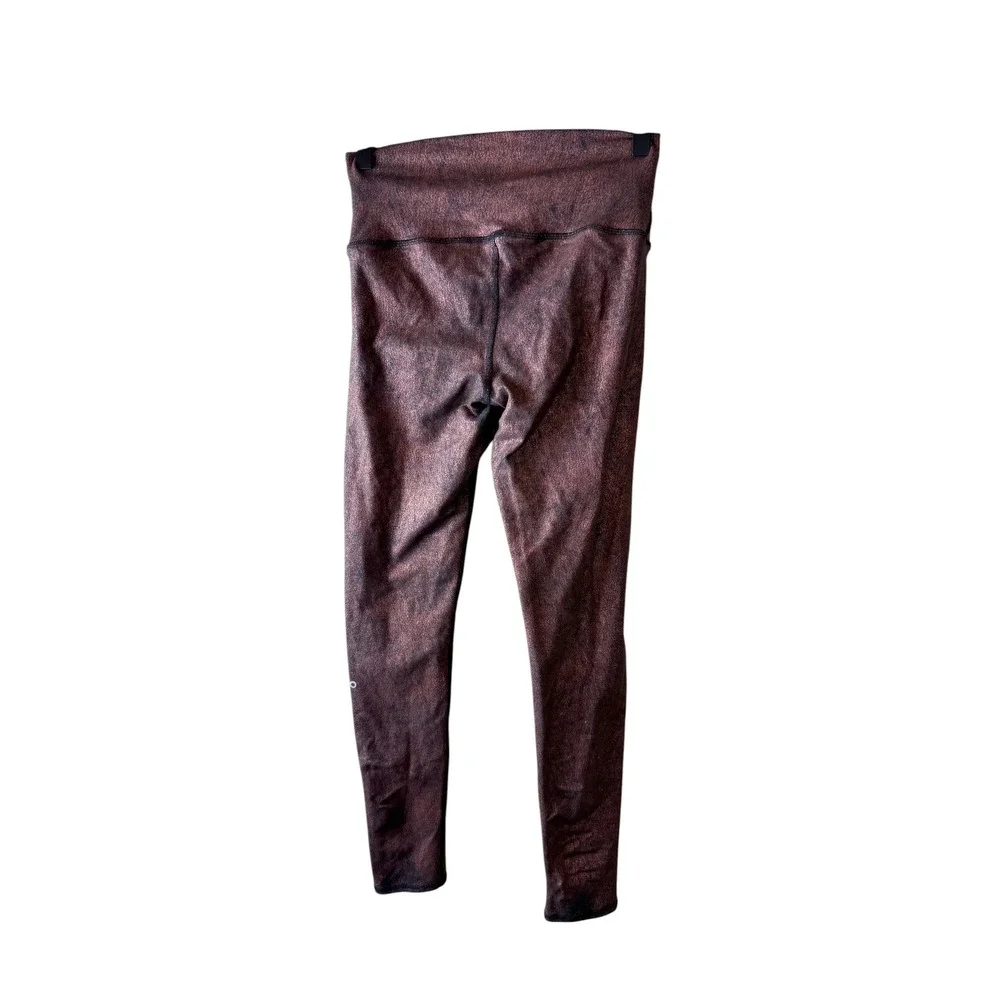 Alo Yoga High Waist Airbrush Leggings M Metallic Cracked Foil Copper Bronze
